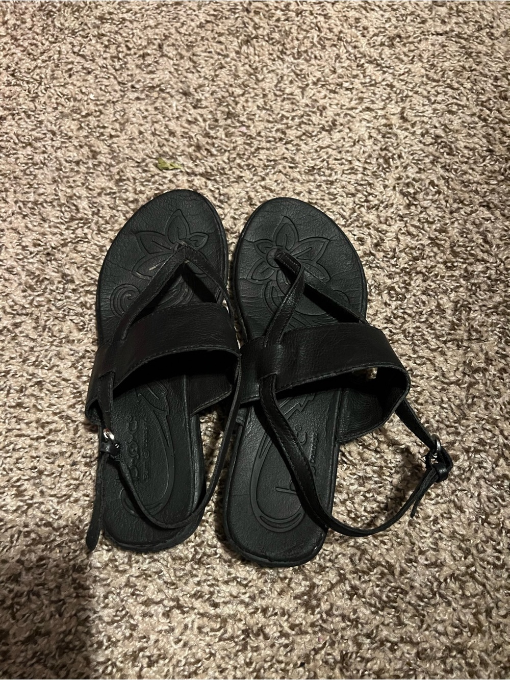 Women's Black Leather Slingback Sandals